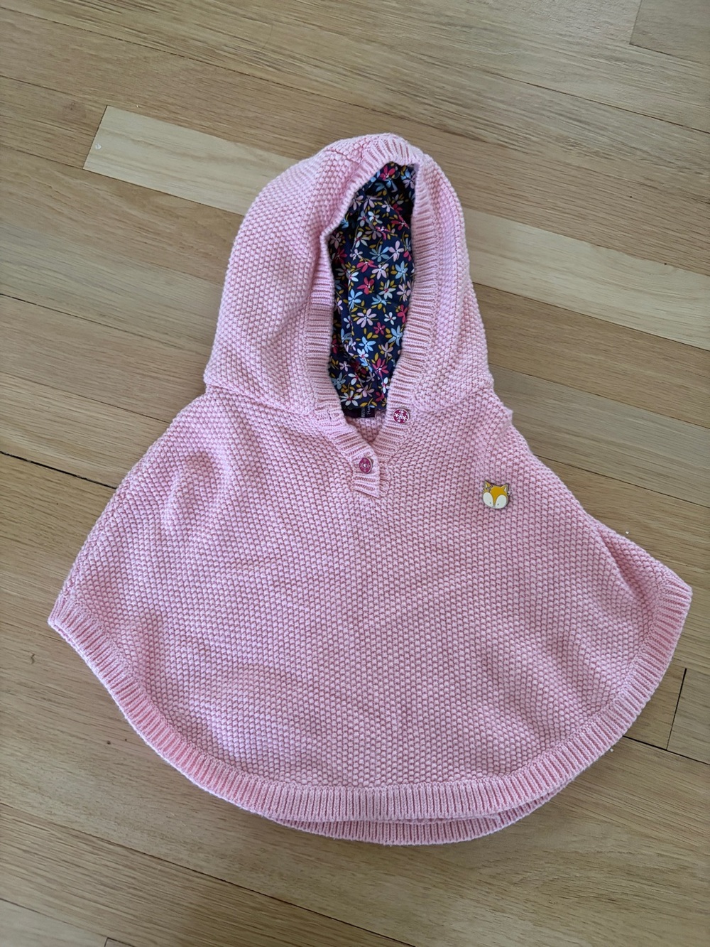 Sergent Major Floral Hooded poncho - Navy & Pink